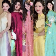 Metallic silk ao dai, straight innovation, camisole ao dai, 2-layer 4-panel ao dai, big size ao dai