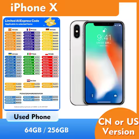 Apple iphone X 4g Smartphone 5.8inch 2436x1125 Screen ROM 64GB 256GB 12MP Camera GPS All Colors used