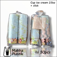 2.5 oz Ice Cream Cup + Stick 50 pcs Ice cream paper cup and spoon