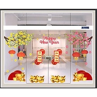 Decal dán kính trang trí tết  Mẫu 6- decal tarng trí cửa kính văn phòng, khách sạn tích hợp sẵn keo(