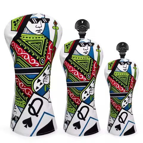 Wholesale Queen Q High Qaulity Embroidery Golf Driver Fairway Hybrid Head Covers Premium Leather Woo