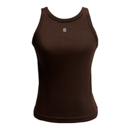 MOTTOM - MOTTOM Logo-Embroidered Ribbed Stretch-Cotton Tank Top in Dark Brown