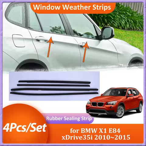 4Pcs Car Window Weather Strips for BMW X1 E84 xDrive35i 2010~2015 2011 Black Window Rubber Sealing S