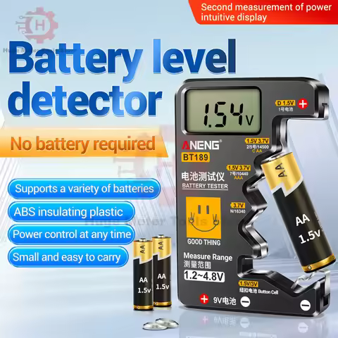 BT189 Button Cell Battery Tester 9V N DC AA AAA Universal LCD Display Battery Tester Power Bank Dete