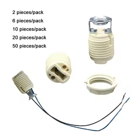 2/6/10/20/50pcs Pack G9 Ceramic Lamp Holder, White G-9 Halogen Light Bulb Base Socket with Ring,G9 L