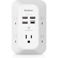 Addtam USB Wall Charger Surge Protector 5 Outlet Extender with 4 USB Charging Ports (1 USB C Outlet)