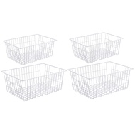 4 Pack Wire Storage Baskets Farmhouse Metal Wire Basket Freezer Storage Organizer Bins with Handles(
