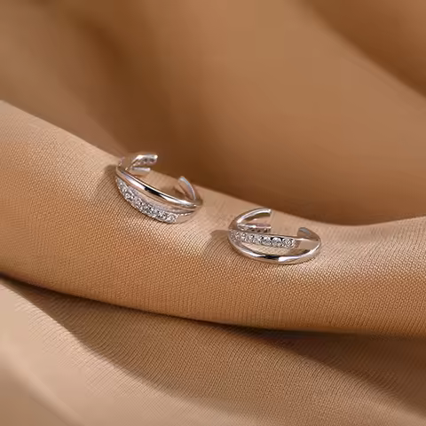 Simple Intersect Cross Line Earclip Earrings for Women 1PC Cartilage Ear Cuff Orbital No Pierced Ear