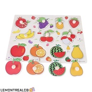 LEMONTREALCB Wooden Cognitive Puzzle, Knob Design Fruit Theme Knob Wooden Puzzle, Hand Grip Wooden M