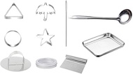 Baluue Korean Sugar Candy Making Tools Kit Stainless Steel Cookie Cutters Squid Sugar Game Set Triangle Round Umbrella Star Shaped Dalgona Biscuits Molds for DIY