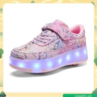 Xongt Flashing four wheel LED shoes youth heelys kasut roda budak perempuan detachable roller skates