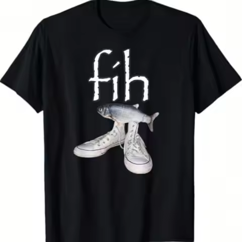 Men's Funny FIH Fish Meme T-shirt Men's Cotton Summer New Item Suitable for Both Men and Women Casua