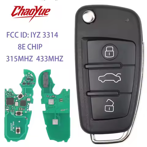 ChaoYue Remote Car Key 315MHZ 434MHZ FSK 8E Chip For AUDI A6 S6 Q7 2004-2015 Fob FCCID: IYZ 3314 4F0