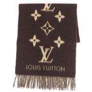 成色極佳☆LOUIS VUITTON401486 雷克雅未克 100% 羊絨 Monogram 流蘇圍巾ブラウン正品 女士