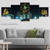 Kaaba Makkah Living Room Clock 100X40 Multi Panel Muslim Clock/ with the Words of Allah Gaming Room 
