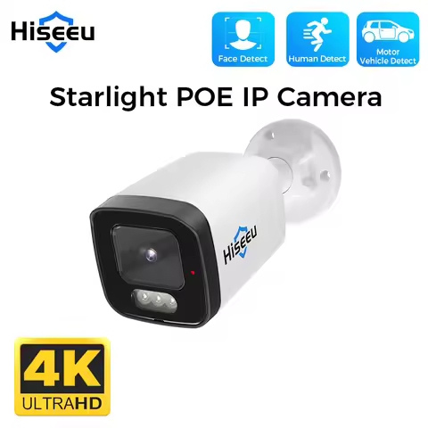 Hisee A8 Super Sensor Full Color 4K 8MP POE IP Camera H.265 F1.0 Face Vehicle Detection Security CCT