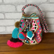 哥倫比亞製 Julia 手提/背帶 Wayuu 編織手工包 土金粉