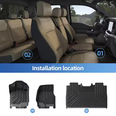 Smabee Left Drive for Ford F150 F-150 2015 - 2024 Fuel 5.5 FT All -Weather Floor Mats Truck Bed Line