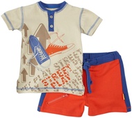 Masala Baby Boys' Street Play 2 Piece Set (Baby) Beige/Orange/Blue