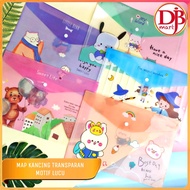 DJB - A4 Transparent Button Folder with Cute Patterns A4 File Folder A4 Size Mica Folder with Patter