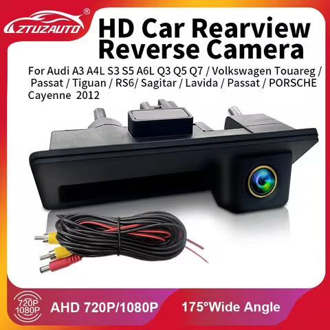 AHD 720/1080P 170-175° Golden Lens Trunk Handle Rear View Camera for Audi A3 A4 A6L Q3 Q5 Q7 VW Pass