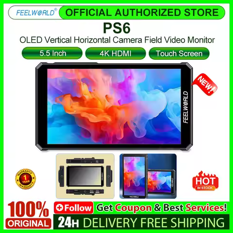 FEELWORLD PS6 5.5 Inch Touch Screen 4K HDMI Monitor OLED Vertical Horizontal Camera Field Video Moni