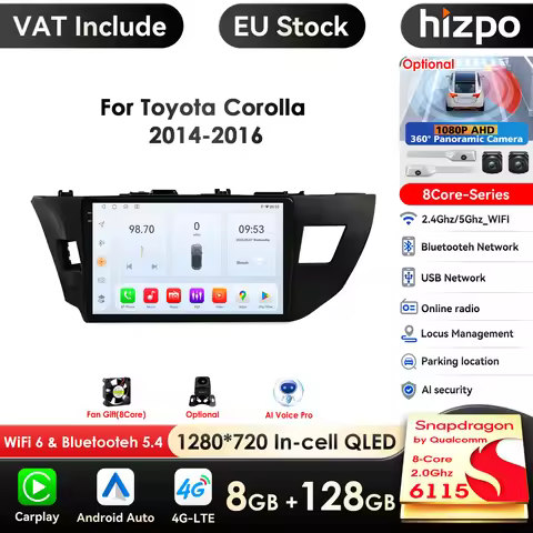 10.1 inch 4G-LTE Carplay Android Car Radio For Toyota Corolla 2014 2015 2016 E160 E170 Car Multimedi
