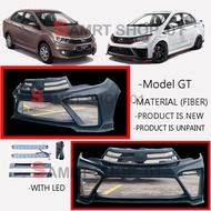 PERODUA BEZZA FRONT BUMPER WITH LED (GT) (FIBER) SKIRT LIP BODYKIT