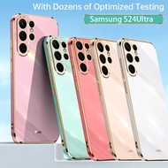 Luxury 6D Electroplated Shockproof Case for Samsung Galaxy S24 Ultra S22 Plus S23 FE M54 F14 M14 A24