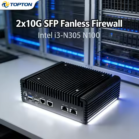 Topton Firewall Router Computer Intel i3 N305 N100 2*10G LAN SFP+ 2*2.5G Fanless Mini PC NVMe 2*SATA