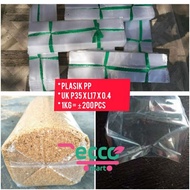 Plastik PP murni lipat untuk bibit jamur tiram cocok untuk kebun dan taman 1Kg ukuran 35x17x0.4 cm b