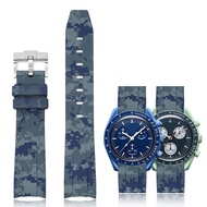 Camouflage Strap for Omega for Swatch MoonSwatch Curved End Silicone Rubber Bracelet Men Women Sport