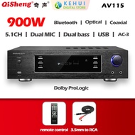 Home Theater High-Power Amplifier Qisheng AV-115  5.1CH 2 1 CH Bluetooth Hi-fi  karaoke Subwoofer  hdmi ARC power amp dolby 5.1 Penguat kuasa teater rumah