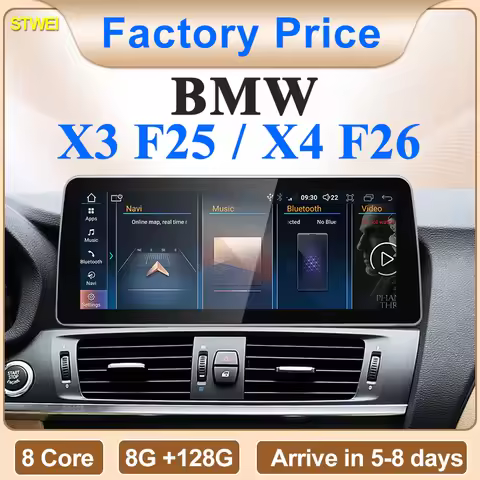 2024 New ID6 ID7 ID8 UI 12.3inch Android System Wireless Carplay AUTO For BMW X3 F25 X4 F26 CIC NBT 