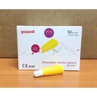 Yuwell Sterile Lancets Blood Collection Needles 26G (Yellow) (50 Pcs/Box)