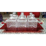 7PCS SET - 6 BALANG BISKUT 0.65L DGN DULANG GIACOMO SET BALANG KUIH RAYA + TRAY red