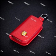 ZC Leather Remote Smart Flip Car Key Fob Case Cover Holder Bag Wallet Pouch for Ferrari Roma F8 Port