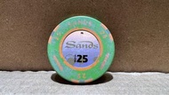 （全球賭場 絕版籌碼 錢幣系列）澳門 Macau 金沙賭場 2014年 25元 籌碼 + 金沙賭場老虎機代幣 （經典梳打埠經濟起飛年代 開埠籌碼 最強代表 發行量低 市場少見）時代巨輪 珍藏首選