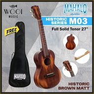 Mahalo MO3 Historic Series Full Solid Tenor 27” Ukulele w/Bag - Historic Brown Matt