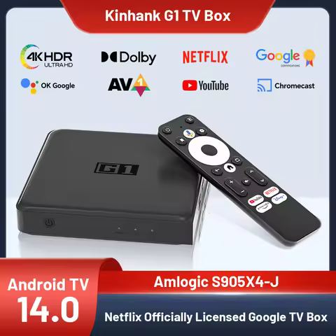 KINHANK G1 Smart TV Box 4K@60fps for Netflix with Google Certified Android TV 14 Dolby Vision&Digita