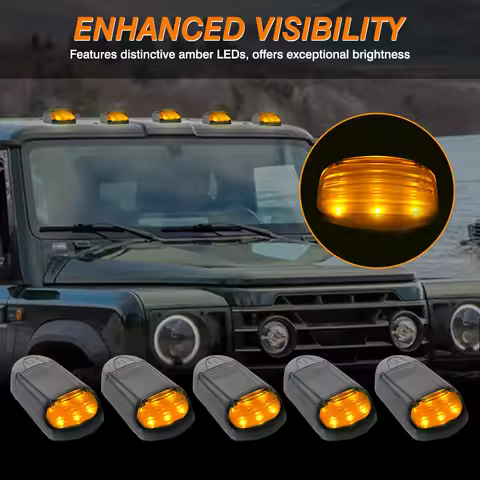 5PCS Solar Cab Light Solar Powered Cab Led Light Vibration Sensor Roof Light Cab Marker Light LED Wi