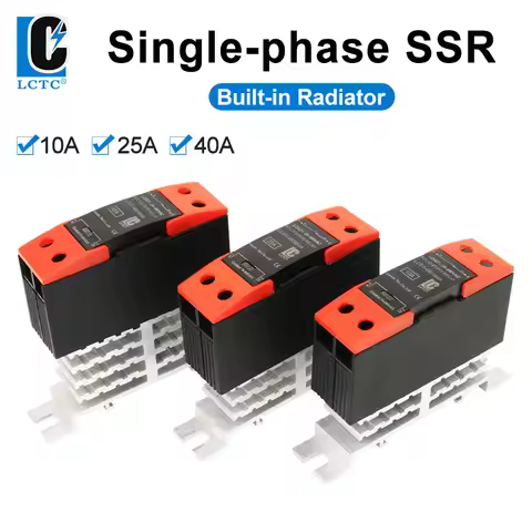 LCTC 10A 25A 40A DIN Rail Solid State Relay Single Phase SSR With Heatsink DC Control AC/ AC Control