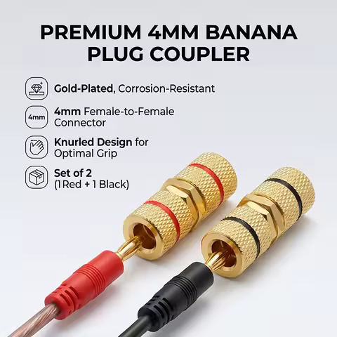 4Pcs P790 Speaker Docking Plug 4mm Banana Female to Female Extension Socket for Audio Cable, Amplifi