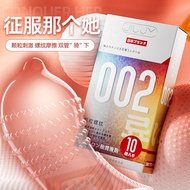 Kondom bertekstur pelincir tambahan 002 10pcs High-quality hyaluronic acid Textured condom 颗粒螺纹避孕套Du