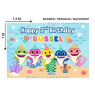 Baby shark Birthday Banner babyshark Banner Cute baby shark Theme Birthday backdrop