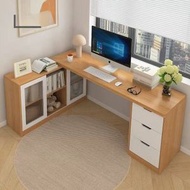 櫻桃傢俱 - （支持定制尺寸或顏色）現代簡約書枱帶抽屜鬥櫃轉角電腦枱寫字書台北歐轉角辦公枱160CM