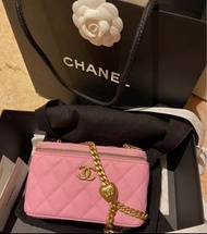 Chanel 23p愛心調節扣長盒子粉色