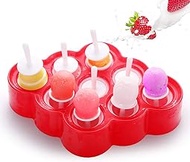 Qiangcui 9 Pack Silicone Mini Ice Pops Mold Ice Cream Ball Lolly Maker Popsicle Molds Baby DIY Food Fruit Shake Ice Cream Frozen Mold,Red