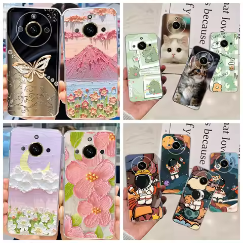 For Realme 11 Pro+ RMX3740 Case For OPPO Realme 11 Pro Plus Realme11 5G Cover Flower Cat Asstronat S