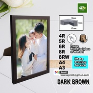 Photo Frame Wooden Dark Brown 4R 5R 6R 8R 8RW A4 A3 Photo Frame | Certificate Frame l Plexiglass